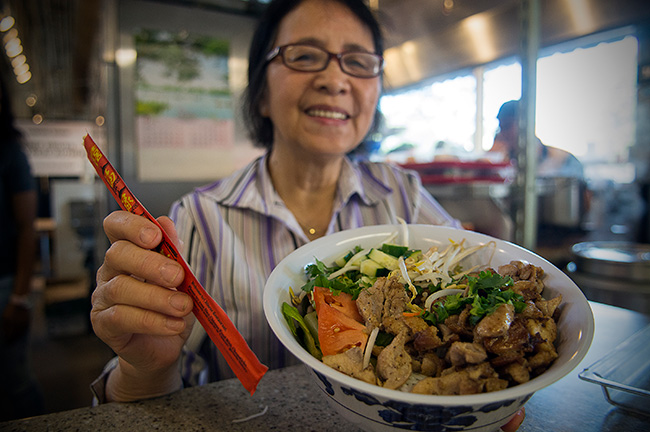 North Market Vendor Showing Off Food