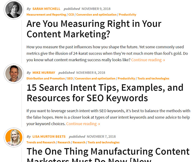 Content Marketing Institute Blog Screenshot