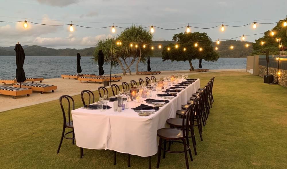 Dinner looking over the beach