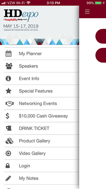 HD Expo Event App Menu