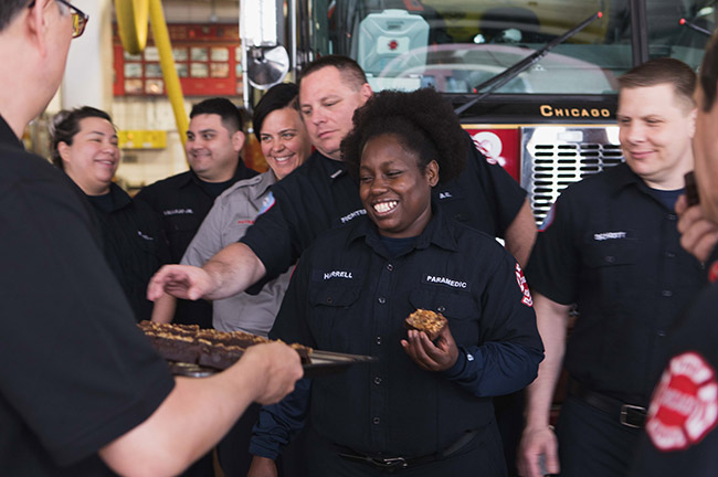 Hilton Random Acts of Hospitality, Delivering Treats to Chicago Fire Department Employees, Credit: Hilton