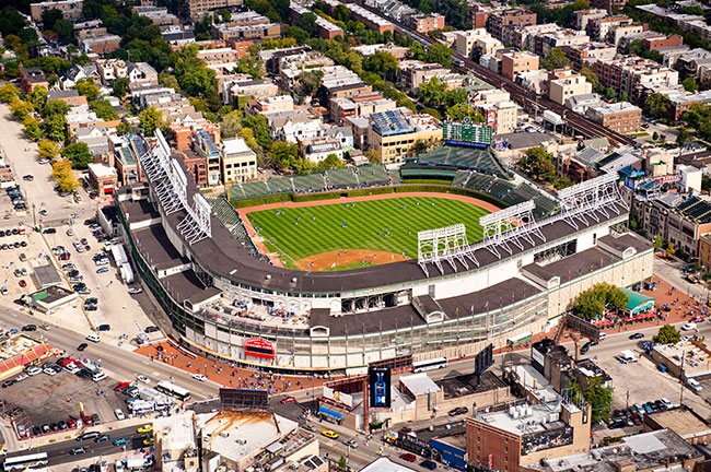 Aerial View of Wrigley Field, Credit: Choose Chicago