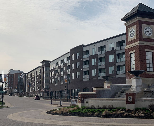 Iowa River Landing Businesses in Coralville, Iowa, Credit: Adrian Thompson