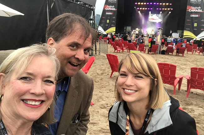 Meetings Today Editors Tyler Davidson (Center Left) and Danielle LeBreck (Right)  with Bonnie Grant (Left), Executive Director, PHL Life Sciences at MPI WEC 2019