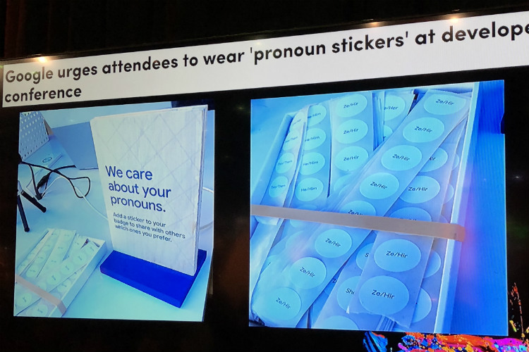 Pronoun Stickers Used at Google Developers Conference