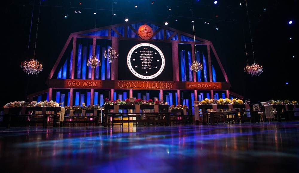 Banquet setup on the Grand Ole Opry Stage, Nashville