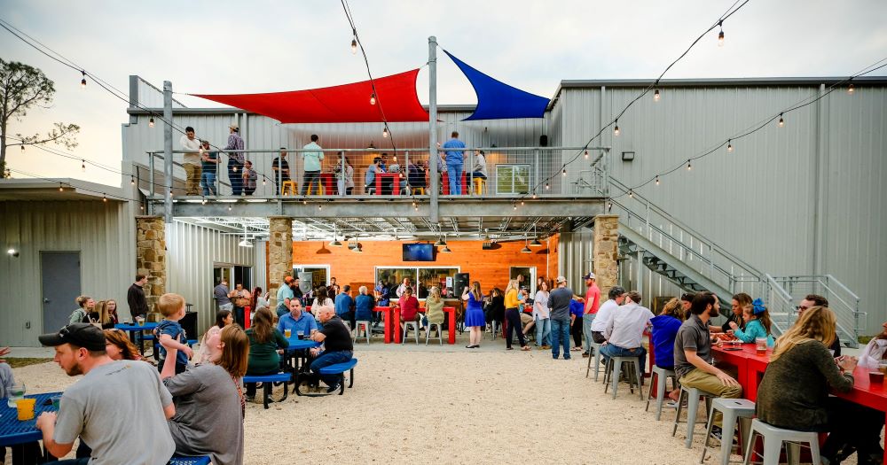 View of the Crying Eagle Brewing Co. outdoor beer garden