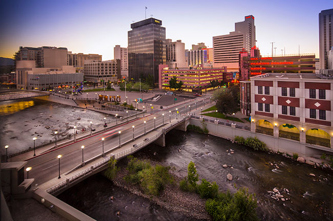 Renaissance Reno Downtown Hotel Amid the Reno Downtown Skyline