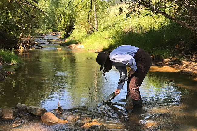 Man Panning for Gold in a Deadwood Creek