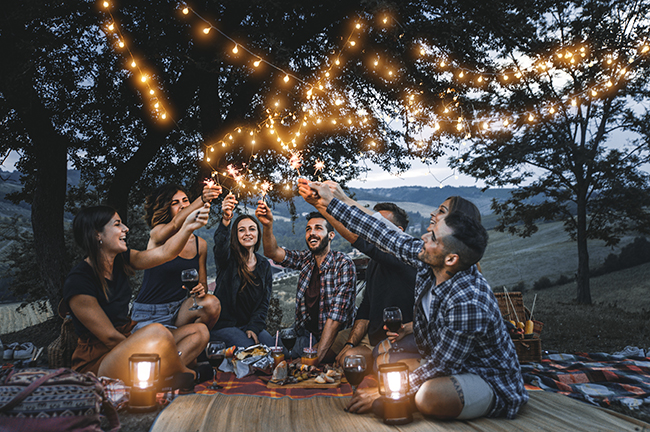 People Enjoying a Picnic Outdoors in the Summer