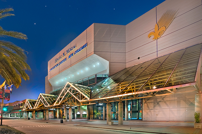 Ernest N. Memorial Convention Center Exterior at Night