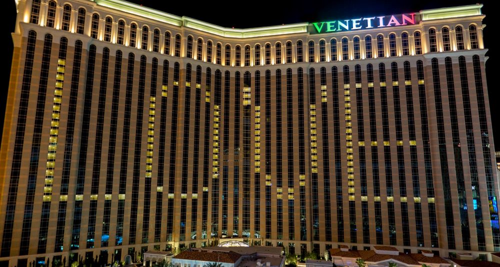The Venetian displaying "LOVE" in lit up windows