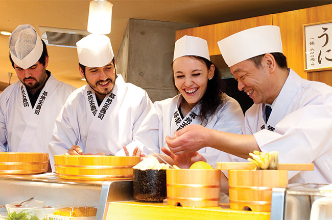 Sushi making group, japan