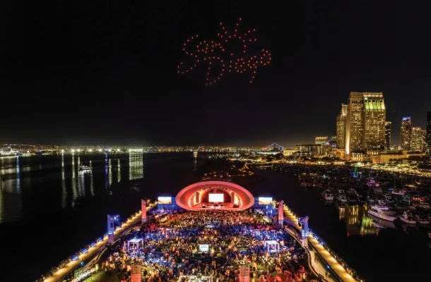 Drone photo from PCMA Convening Leaders closing night event at Rady Shell.