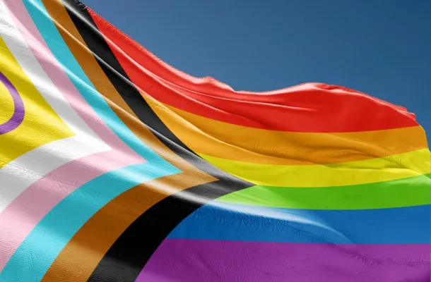 Image if inter-sex-inclusive Pride flag.