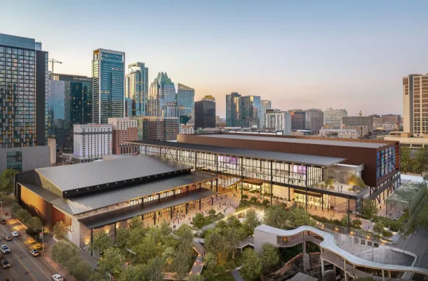 Rendering of exterior of Austin Convention Center expansion.