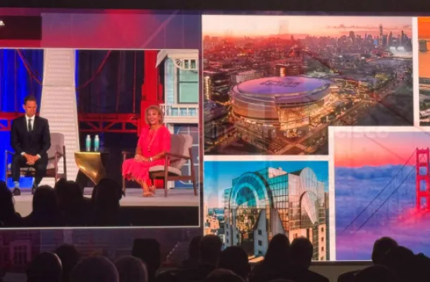Photo collage slide from San Francisco Travel presentation with shots of the destination.
