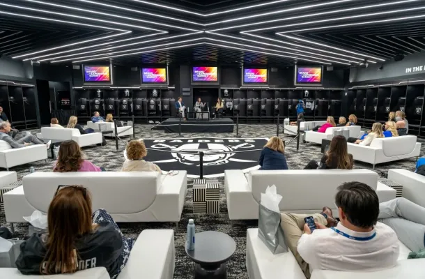 Brand Experience Summit breakout in Las Vegas NFL football team's locker room