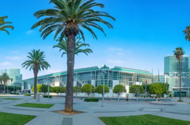 Aerial photo of LACC Gilbert Lindsay Plaza.