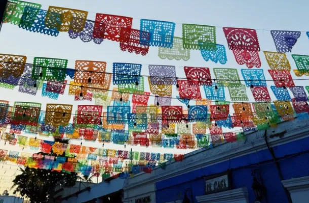 Papel picado banners in San José del Cabo