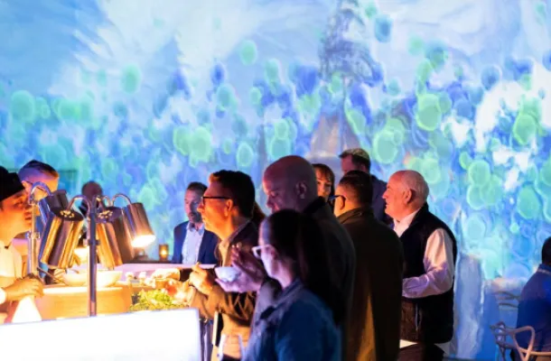 Maritz’s Elevate 2024 client event buffet line.