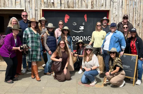 Group photo at Bonorong Wildlife Sanctuary in Tasmania