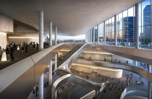 Rendering of interior of Kay Bailey Hutchinson Convention Center Dallas. 