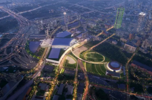 Kay Bailey Hutchinson Convention Center aerial view rendering.