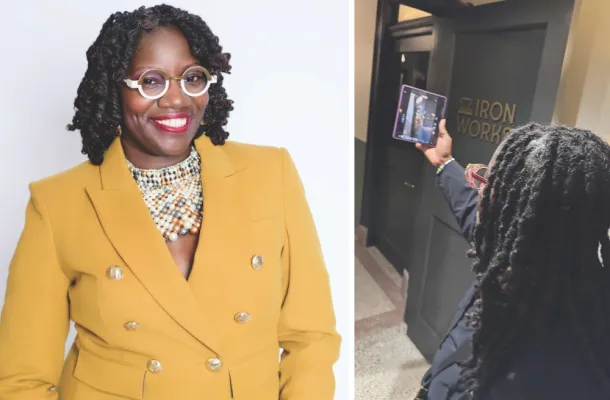 A two-photo collage of meeting professional Tya Bolton.
