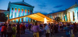 Photo of opening of Democratic National Convention at Philadelphia Museum of Art.