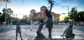 Photo of Kelly Ingram Park "Four Spirits" sculpture, Birmingham, Alabama.