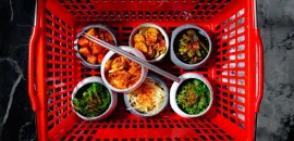 Banchan in a cart from Best Friend in Las Vegas