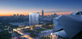 Rendering of new Signia by Hilton Atlanta hotel skyline shot.