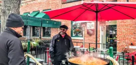 Paella being cooked on the street at the Basque Block in Boise, Idaho