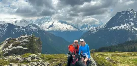 Laurie Sharp and her partner, Hugh, hiking in France