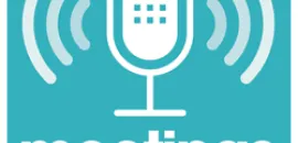 Graphic of Meetings Today Podcast logo.