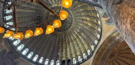 Photo of the ceiling of Istanbul's Hagia Sofia.