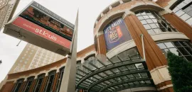 Exterior of America's Convention Complex with MPI WEC signage on the marquee.