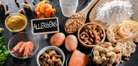 Photo of common food allergens on a table.