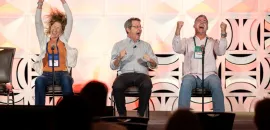 Joel Zeff playing an improv game with audience members