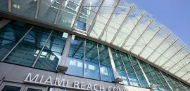 Close-up of Miami Beach Convention Center sign.