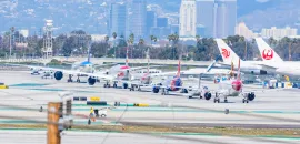 line of planes on tarmac