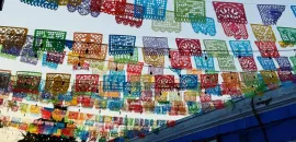 Papel picado banners in San José del Cabo