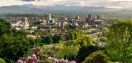 Aerial photo of downtown Asheville.