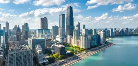 Chicago skyline aerial view 