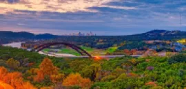 Skyline of downtown Austin from Pennybacker Bridge.