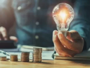 Light bulb with money