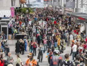 Photo of busy convention center.