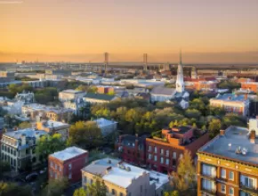 View of Savannah from a DeSoto hotel guest room