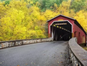 Covered bridge in Lancaster County, Pennsylvania.